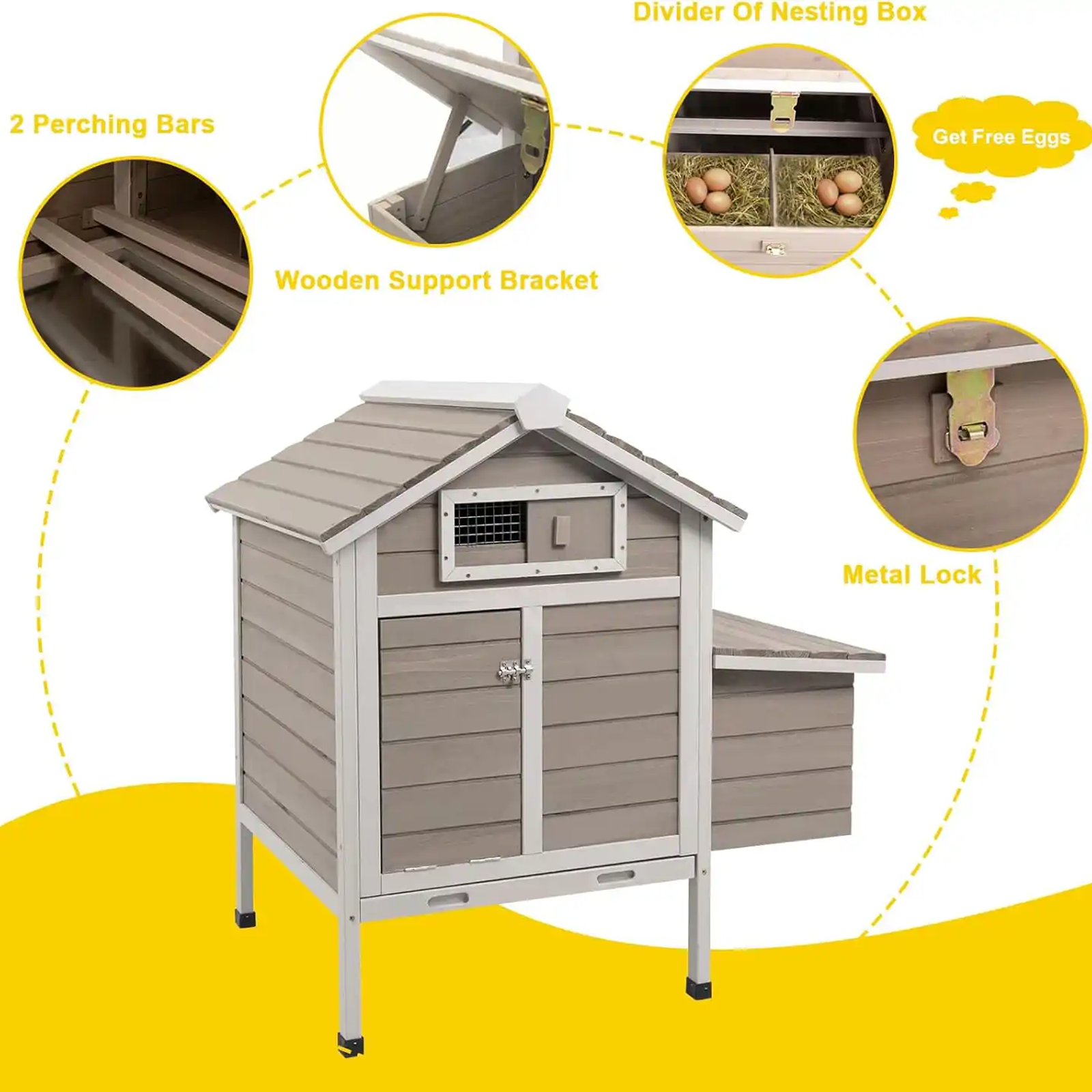 36″ Raised Hen House with Removable Tray-PET26