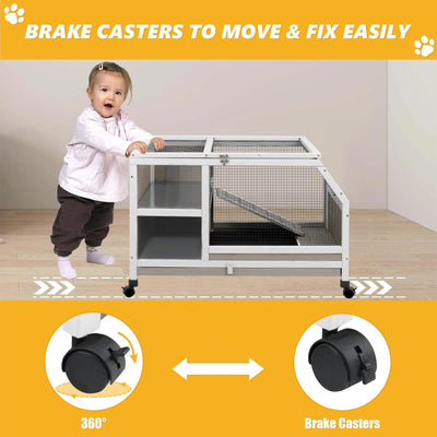 Indoor Guinea Pig Cage for Small Animals Habitat with Wheels, Pull-Out Tray-PET36