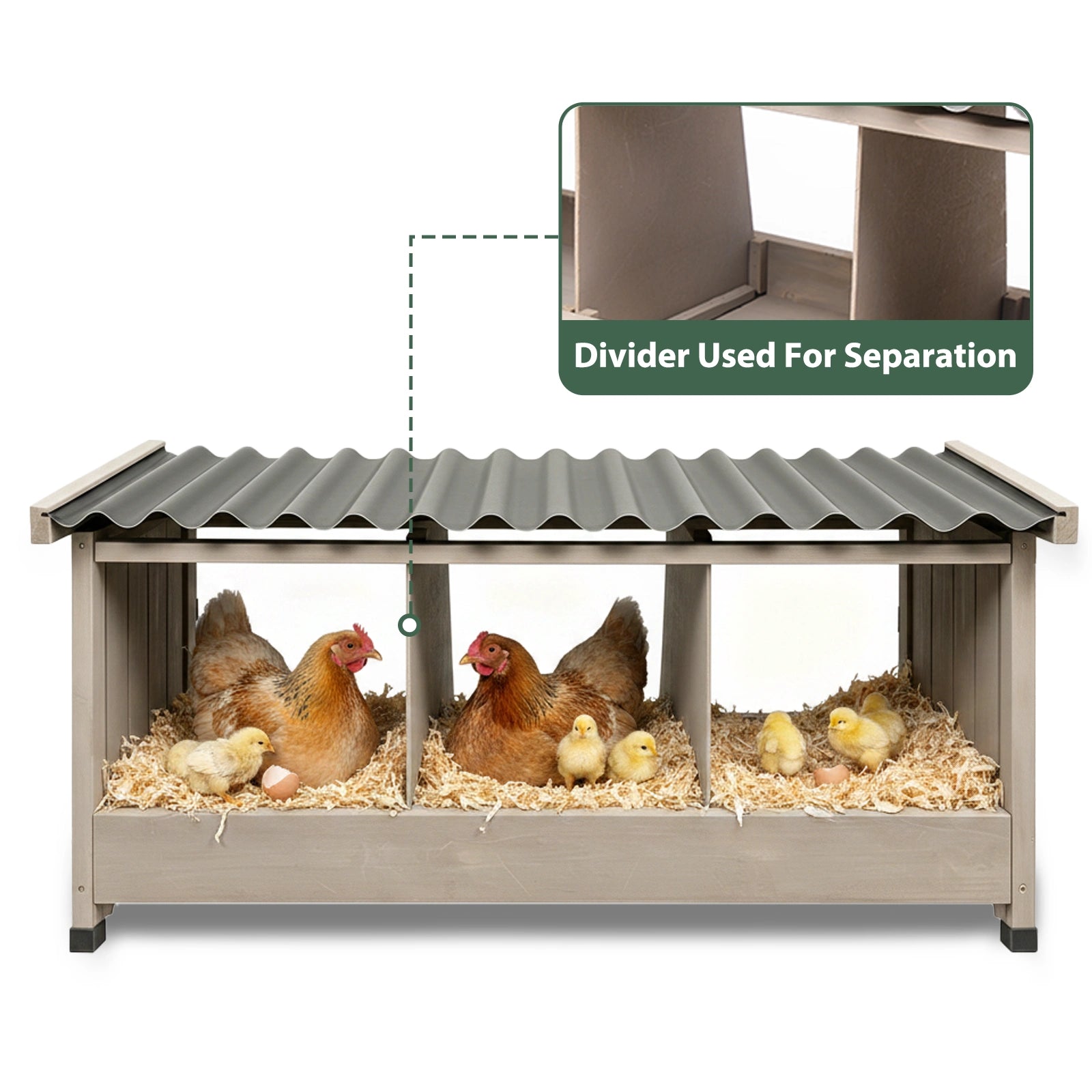 Triple Chicken Nesting Box with PVC Roof - PET56