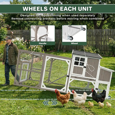 Medium Chicken Coop with Run for 4-8 Chickens Expandable to Large Coop - PET24