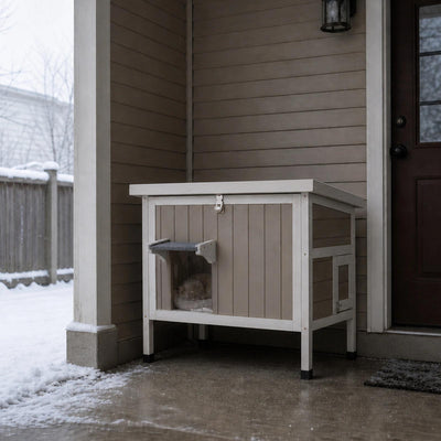 Insulated Wooden Cat House with Foam & Raised Base - PET75