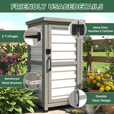 Outdoor Waterproof Storage Cabinet with Metal Top & Adjustable Shelves-GF35