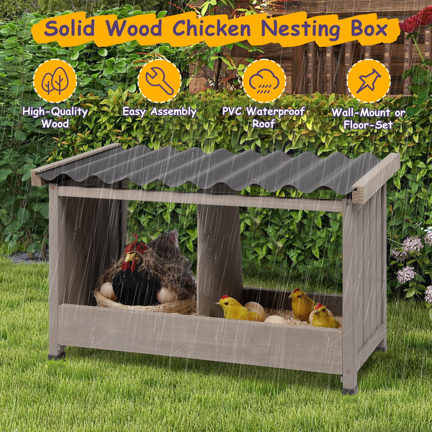 Close-up of double nesting compartments with protective PVC roofing