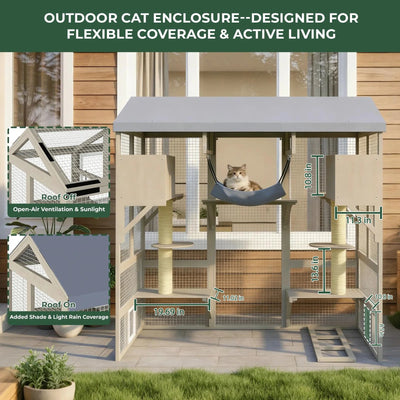 4-Story Large Catio Outdoor Enclosure with Waterproof Roof-PET90