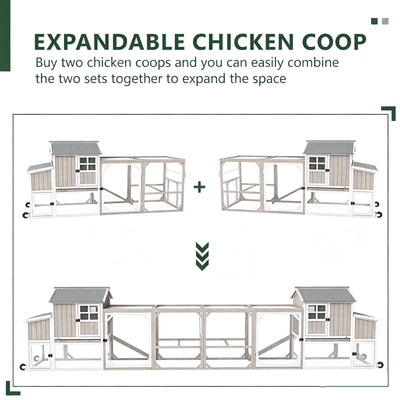 Medium Chicken Coop with Run for 4-8 Chickens Expandable to Large Coop - PET24