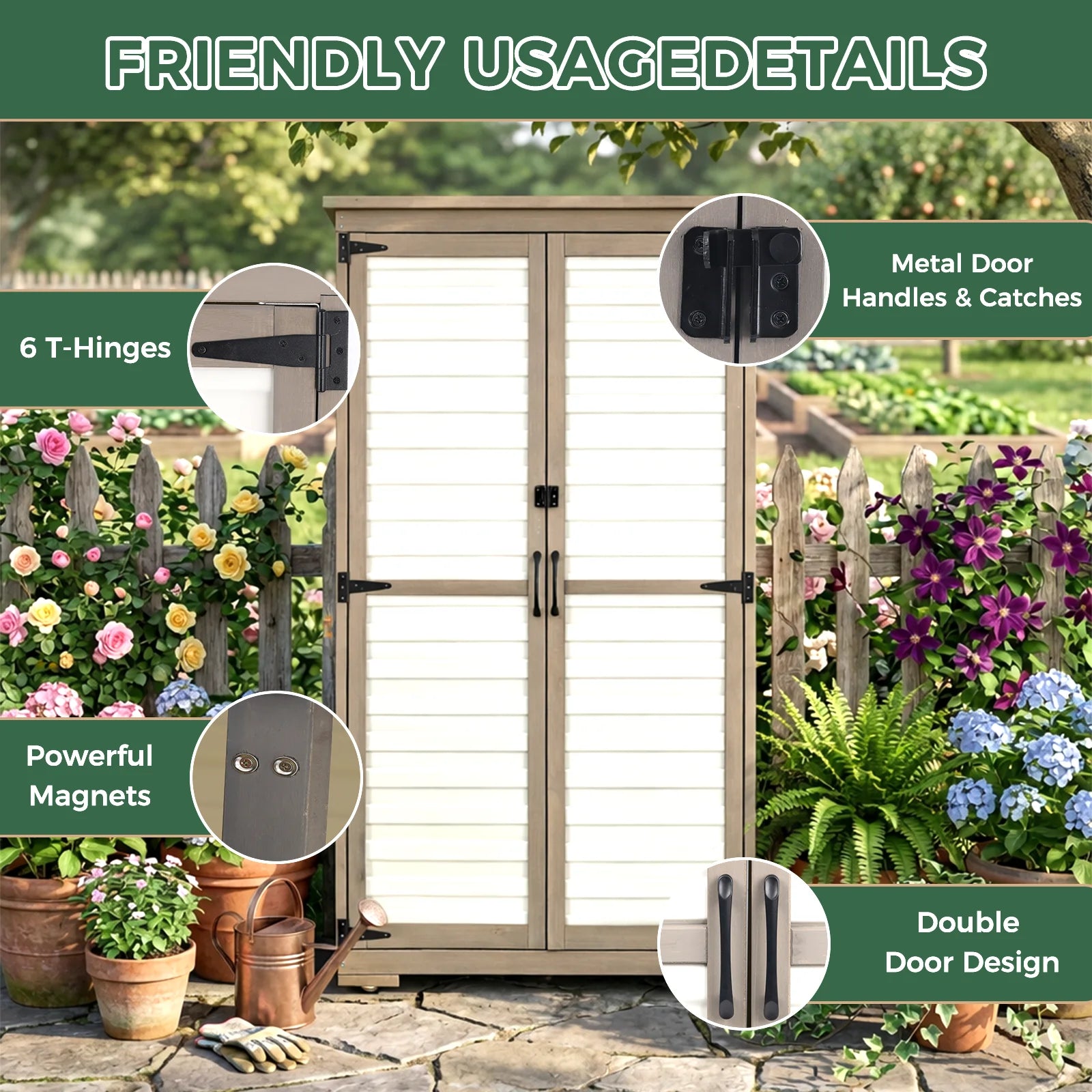 Indoor & Outdoor Waterproof Storage Cabinet with Shelves -GF32