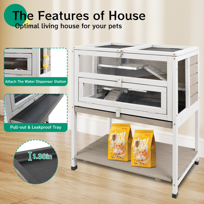 Cage door open with removable tray visible