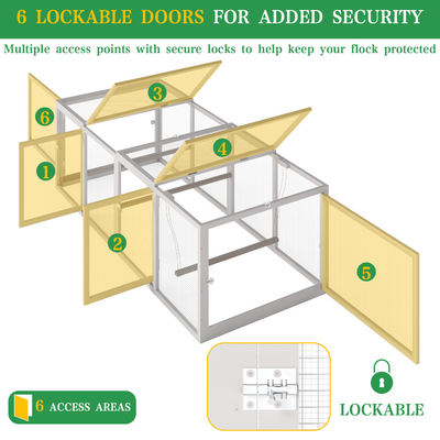 PETSCOSSET 106"L Chicken Coop with Run, Large Chicken Tractor Outdoor Hen House for 2-6 Chickens with 4 Nesting Boxes