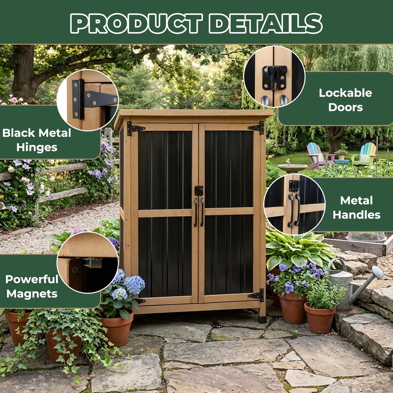 38.8″L Outdoor Storage Shed, Garden Storage Cabinet-GF31