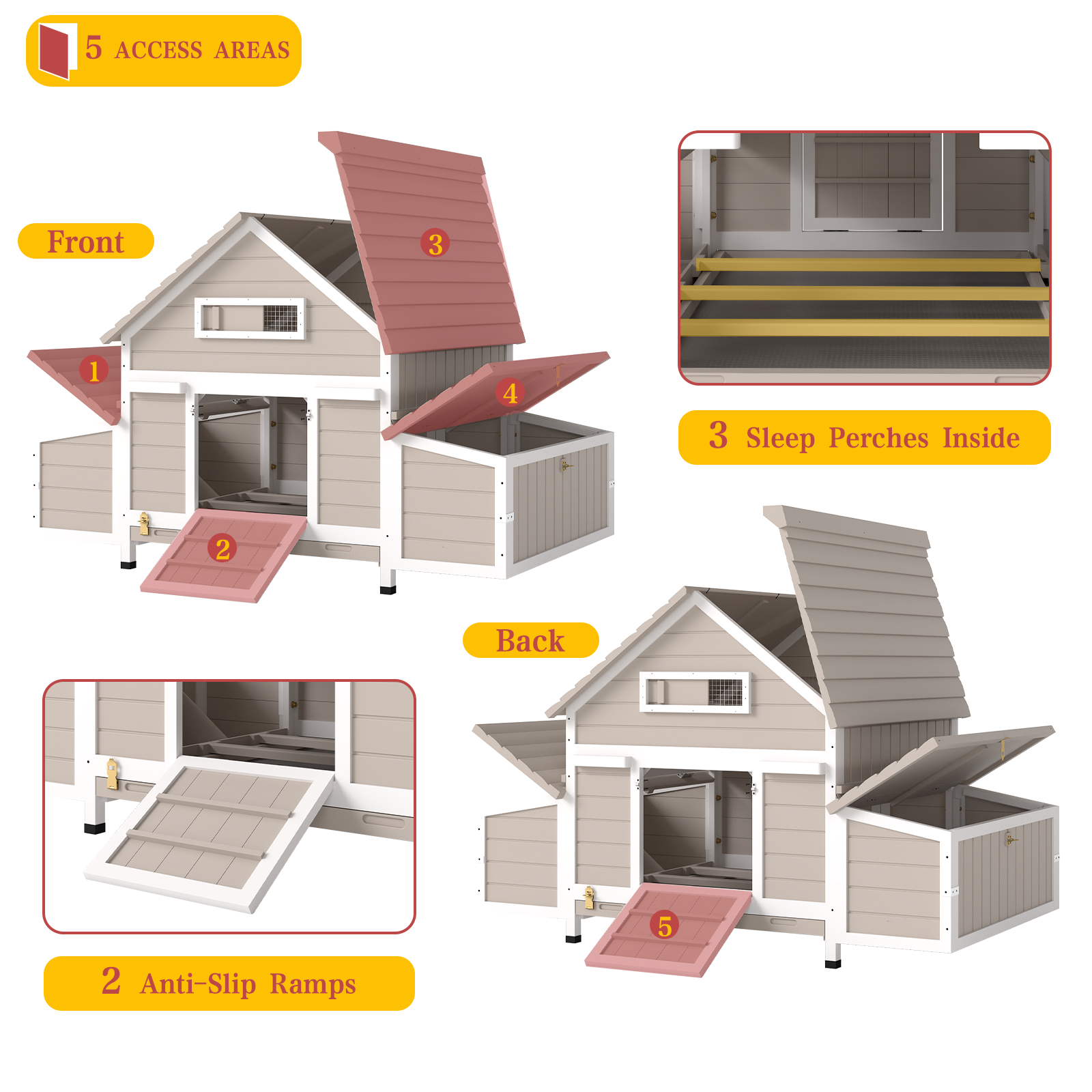 Large Expandable Chicken Coop with 6 Nesting Boxes & Run Ready-PET86