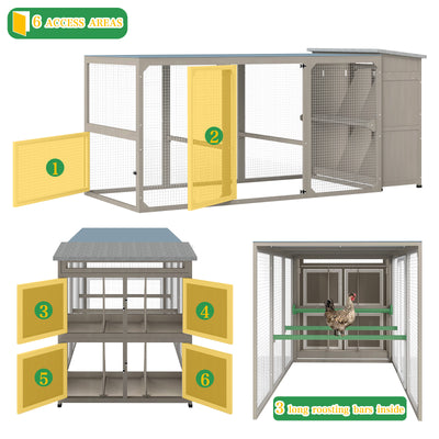 PETSCOSSET Outdoor Large Chicken Coop with Nesting Boxes for Yard Farm Backyard Hen House
