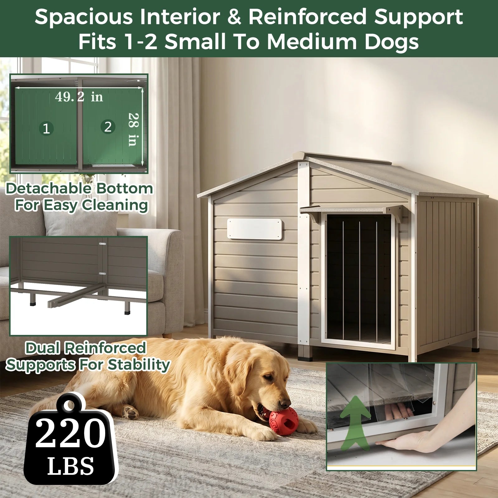 XL Dog House (55.1"L) - Chew-Proof Metal & Waterproof - PET57