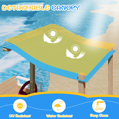 UV-Resistant Ship Sandbox with Built-in Seats & Storage, Liner, for Kids 2-8-GF02
