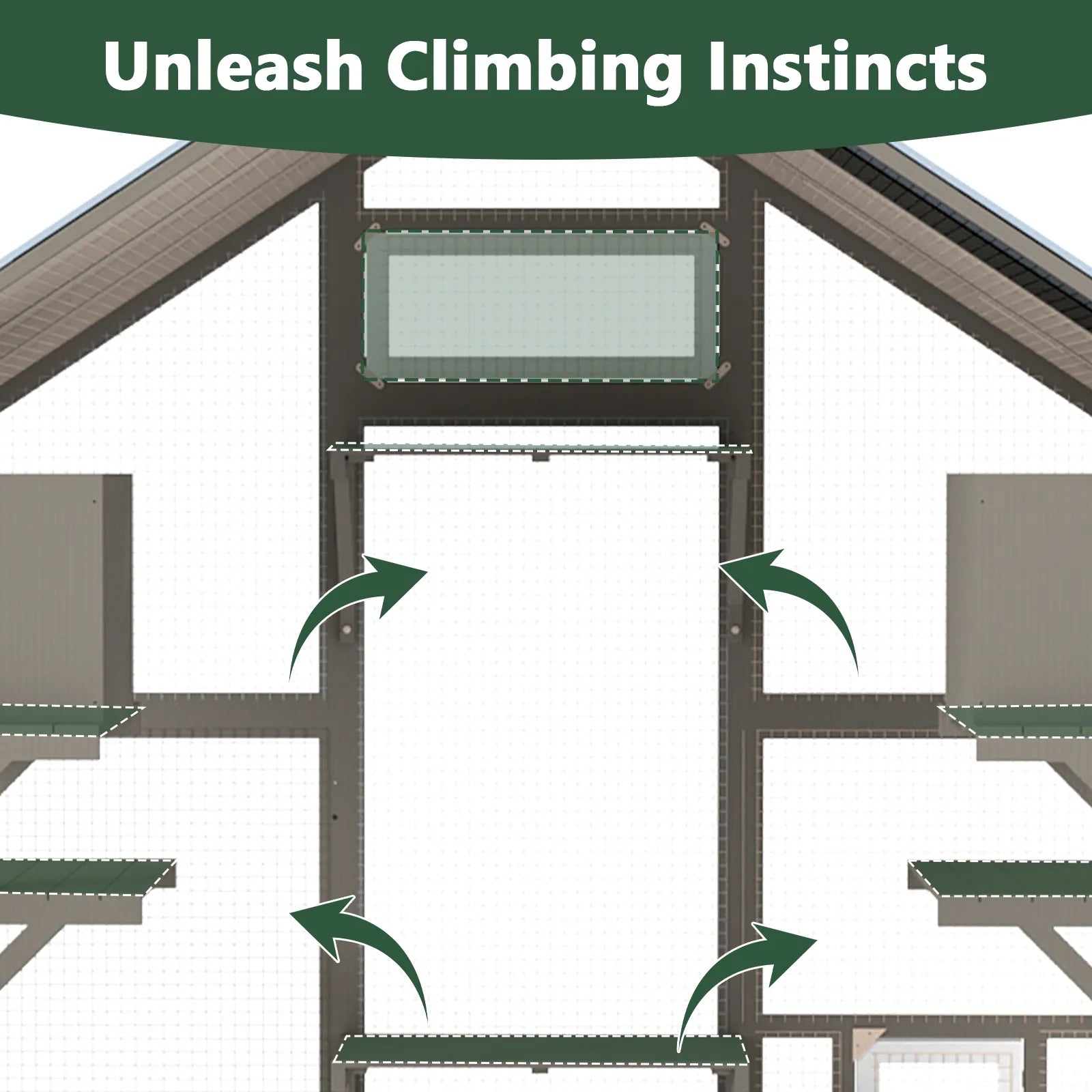 Expandable Outdoor Cat Catio with Muti Platforms, Two Rest Rooms-PET03