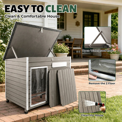 Small Dog House (33.8"L)Metal-Reinforced Chew-Proof Rainproof - PET63