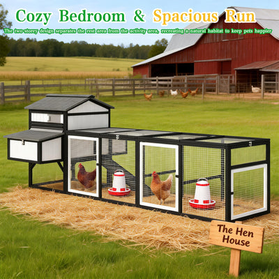 Large chicken coop with run for 4–12 chickens, includes 4 nesting boxes - PET27