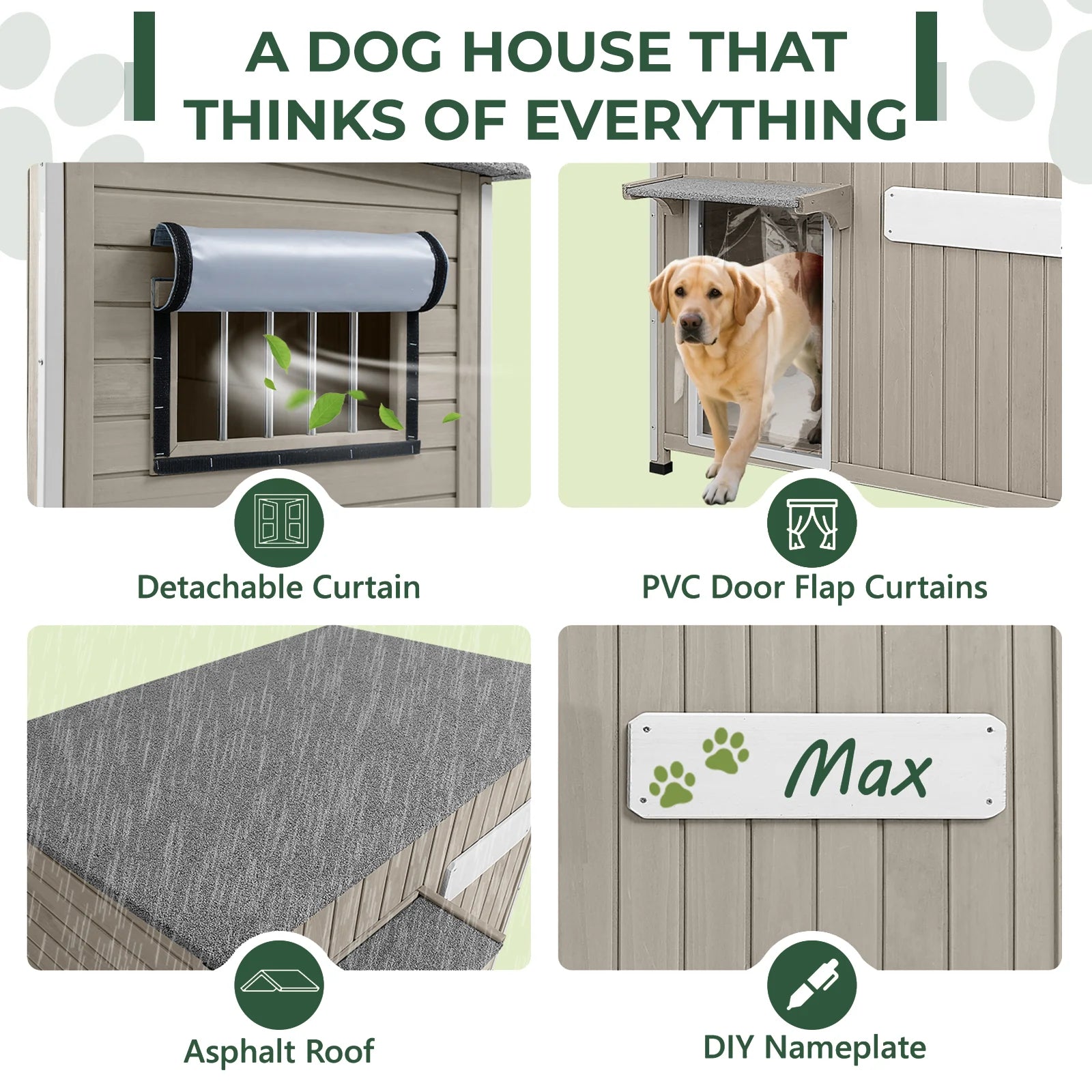 Large Dog House (43.3"L) - Metal Chew-Proof, 180lbs Capacity - PET48