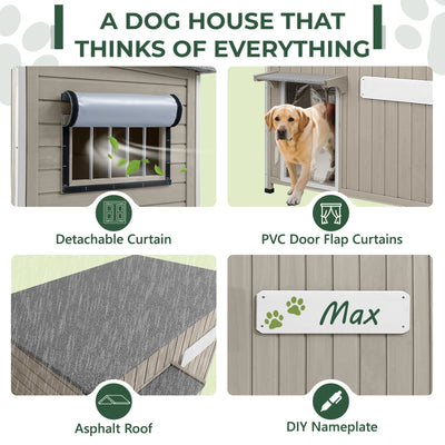 Large Dog House (43.3"L) - Metal Chew-Proof, 180lbs Capacity - PET48