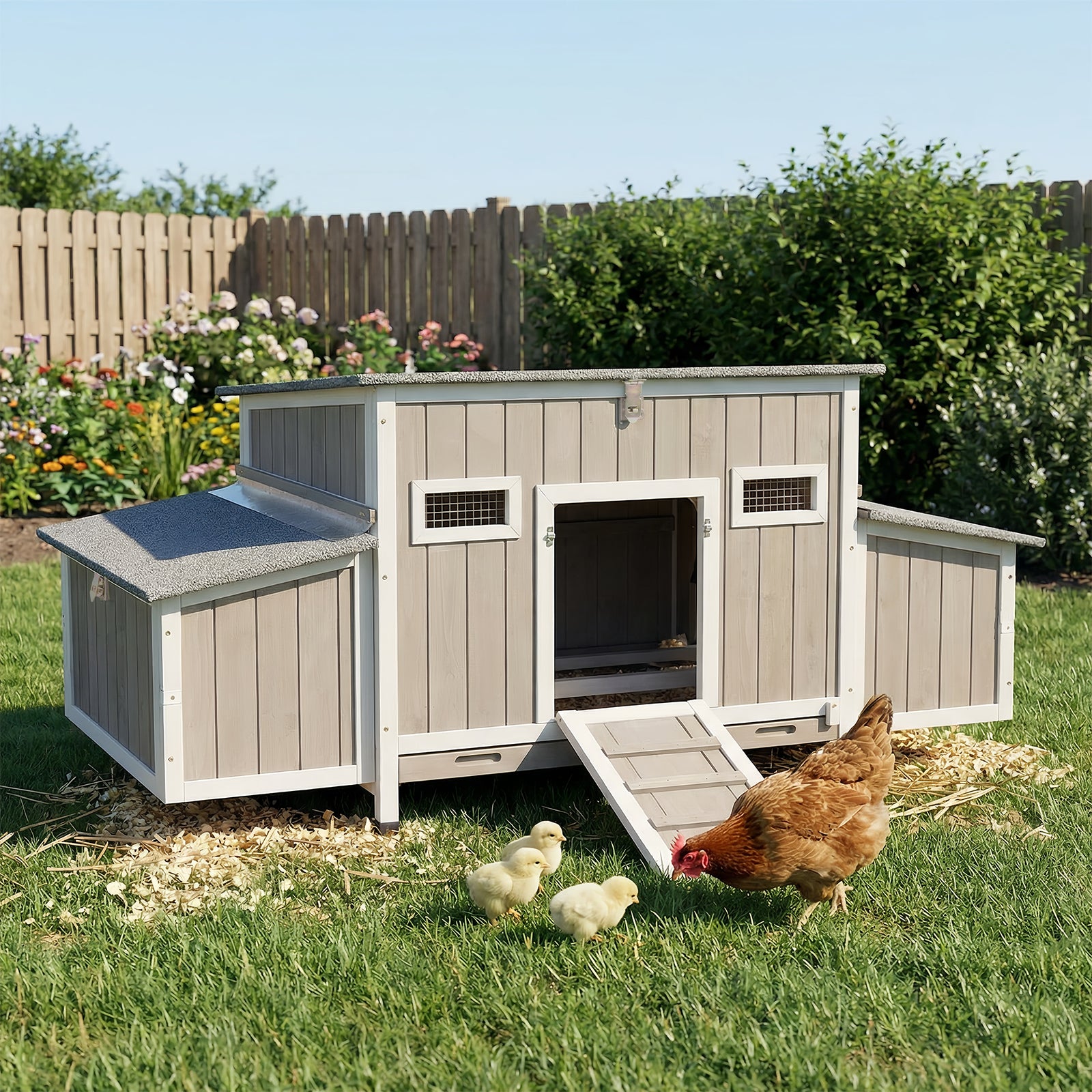 Medium Chicken Coop for 3-5 Chickens 4 Nesting Boxes