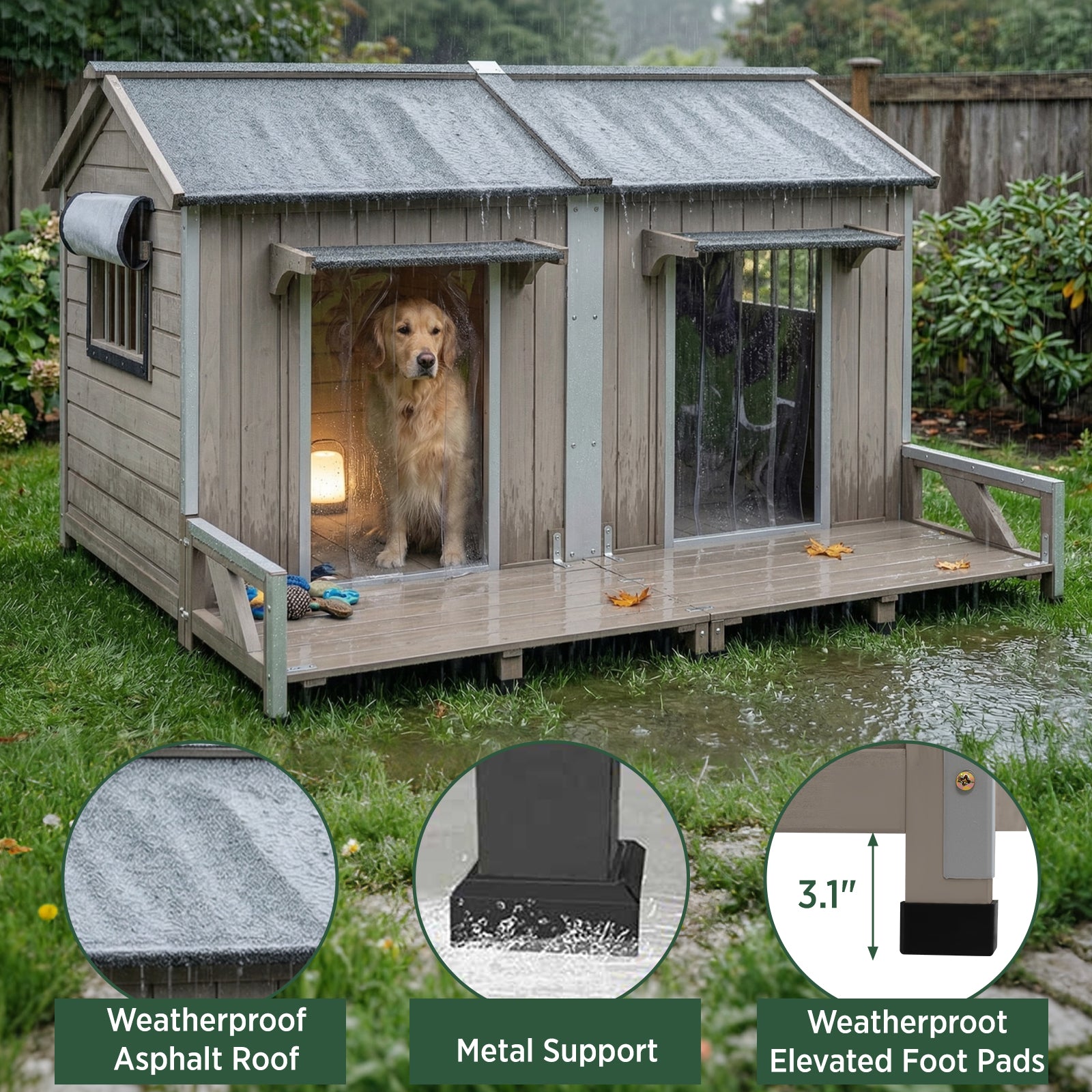 XL  Dog House for 2 Dogs Chew-Proof Waterproof Roof-PET58