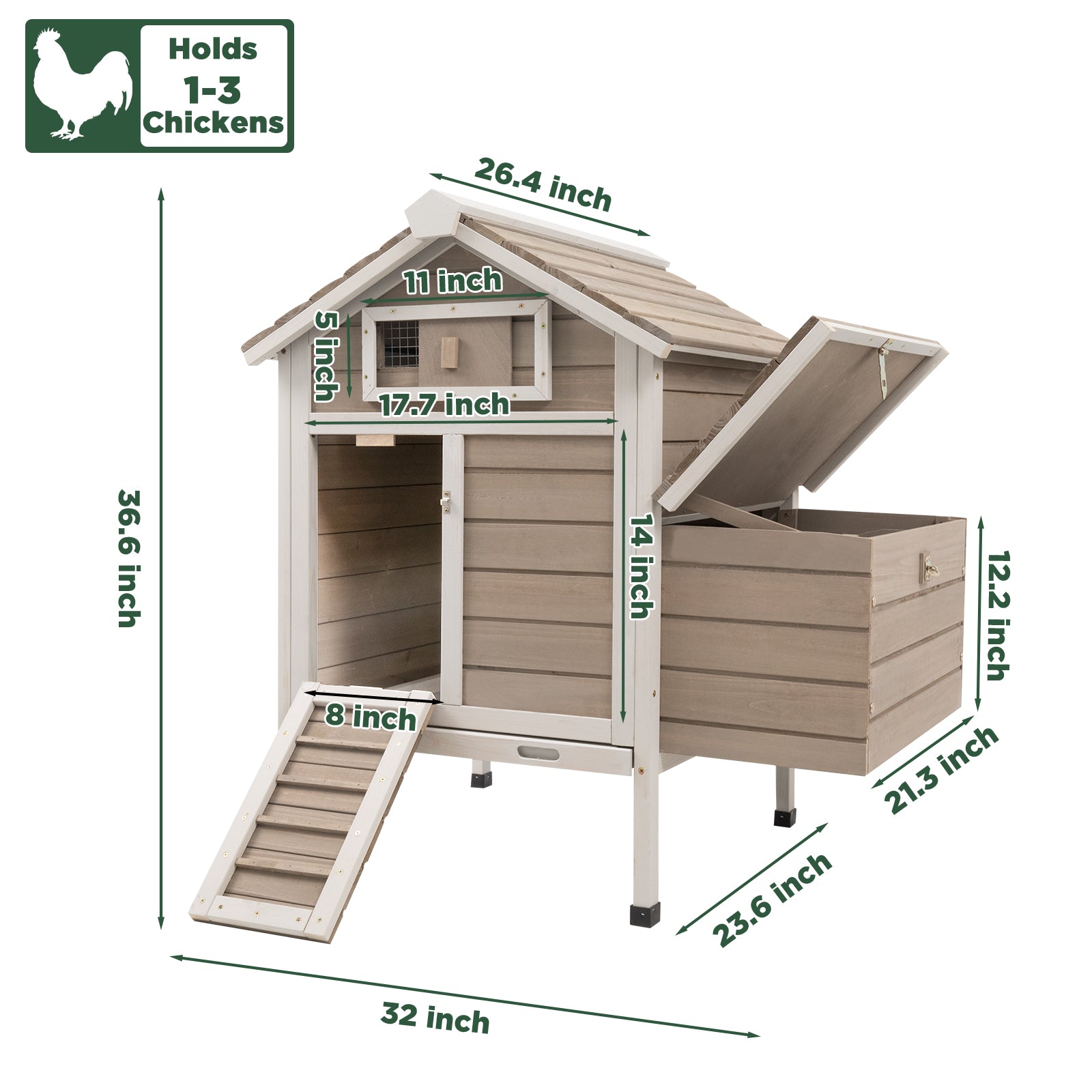 Small Chicken Coop for 1-3 Chickens with Nesting Box - PET25