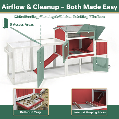 Small Chicken Coop with Run for 2–3 Chickens-Transparent Baffle Roof