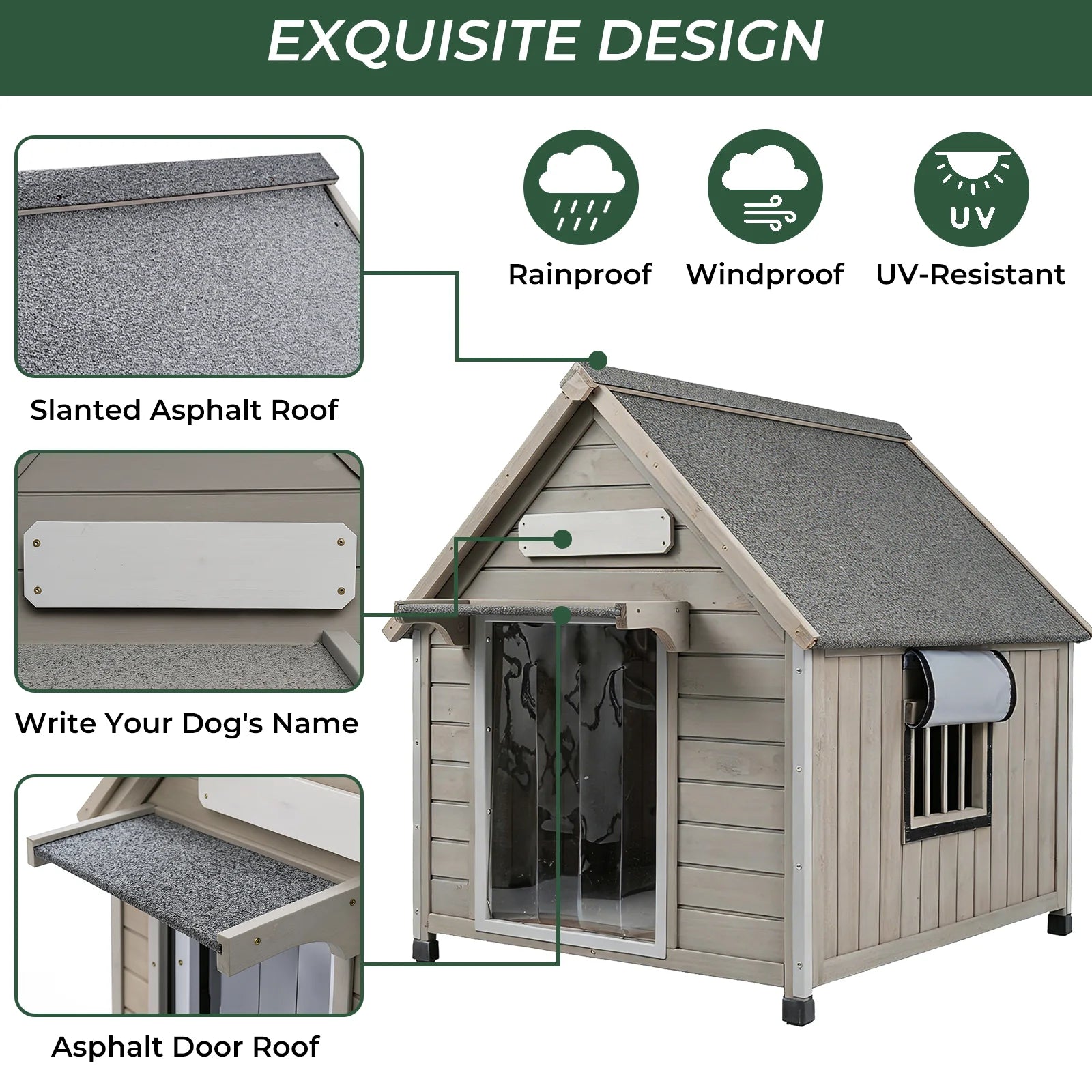 Dog House(20.5"L~30.5"L)-Metal Chew-Proof & Waterproof Roof - PET45