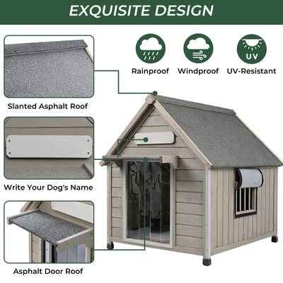 Dog House(20.5"L~30.5"L)-Metal Chew-Proof & Waterproof Roof - PET45