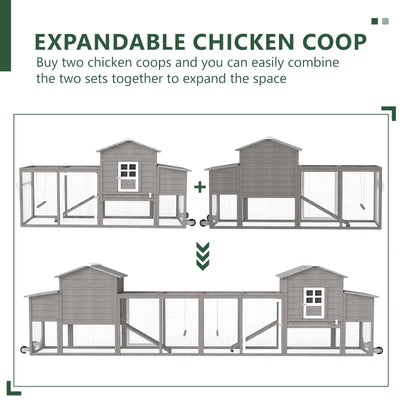 Medium Chicken Coop for 3-5 Chickens with Nesting Box, Tray and Wheels - PET21W