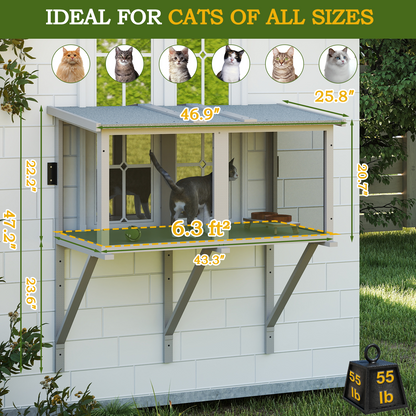 Cat Window Box, Window Catio Outdoor Enclosure-PET07