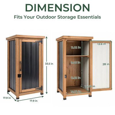 Small (33.5 ″ Tall) Outdoor Storage Cabinet with Metal Top & Shelves - GF35