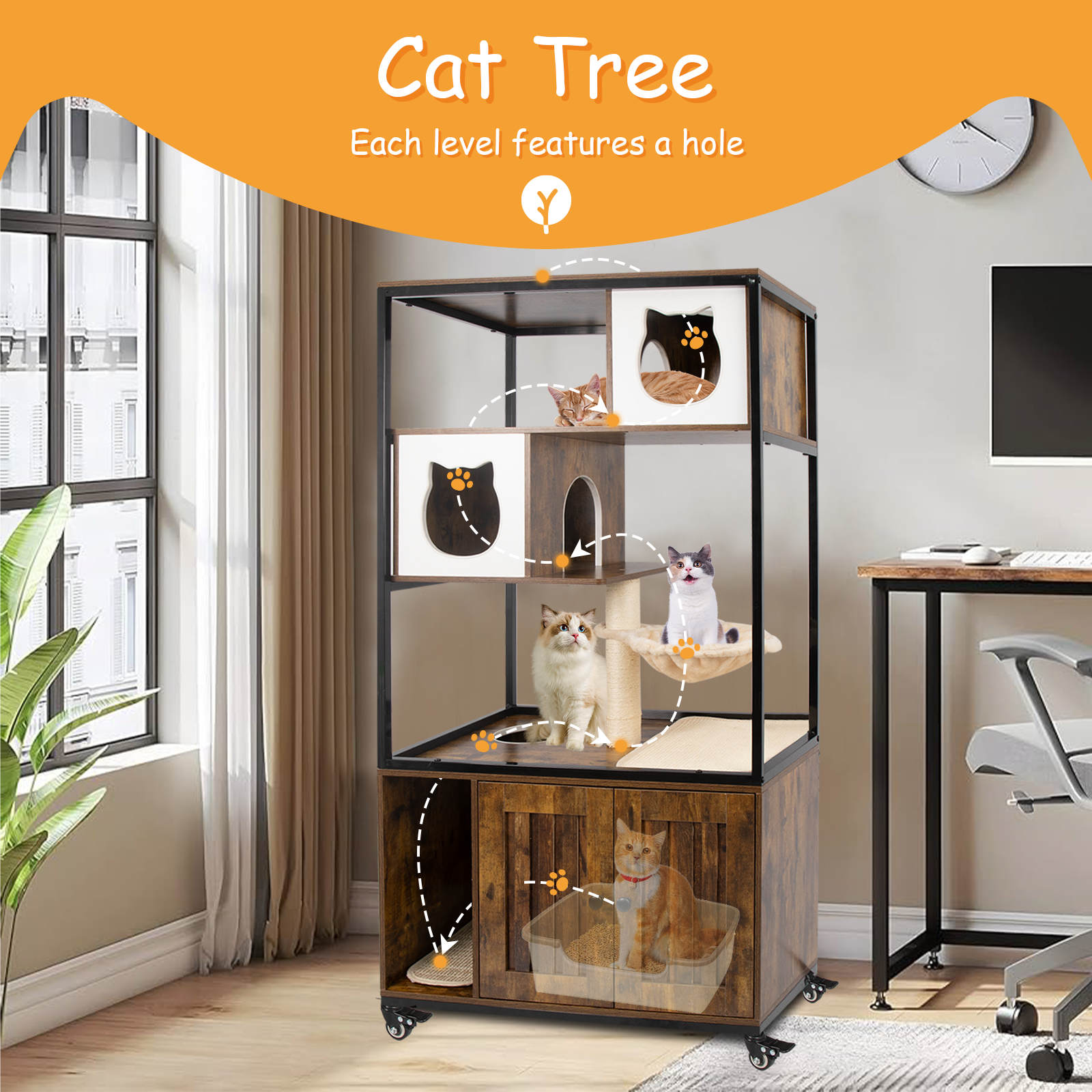Side view of PET54 litter box cabinet with ventilation slots

