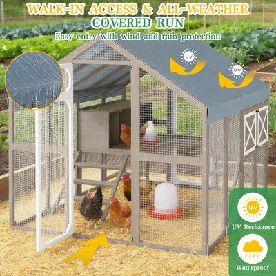 PETSCOSSET Large Wooden Outdoor Chicken Coop Poultry Cage with Waterproof Cover, Nesting Boxes for 8–12 Chickens