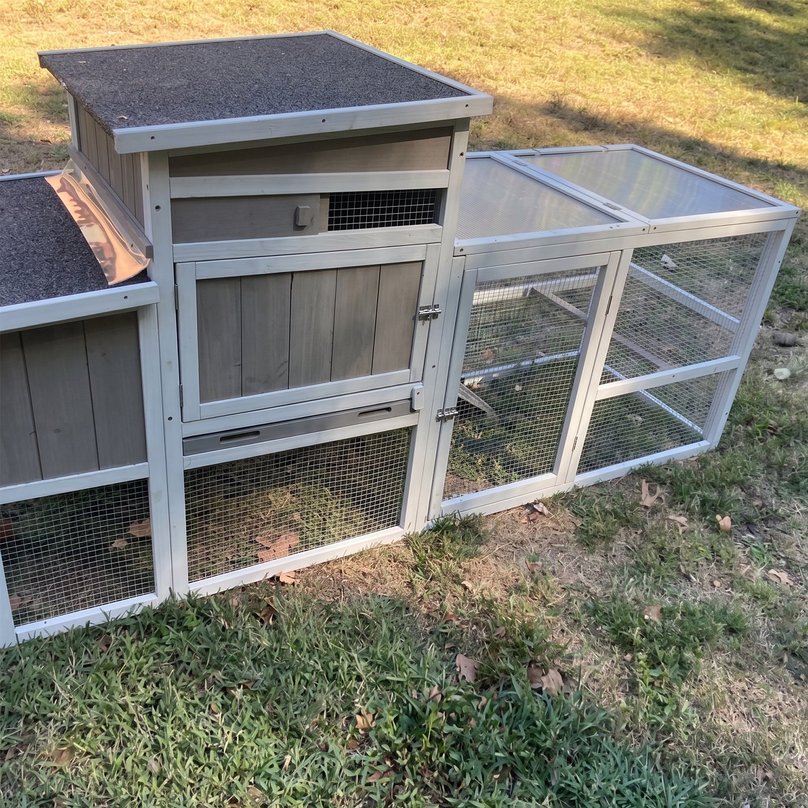 Petscosset-Medium Chicken Coop with Run for 2-6 Chickens with Wheels