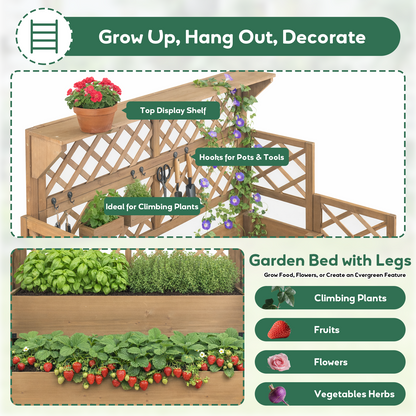 2-Tier Raised Garden Bed with Trellis & Reinforced Corners-GF53
