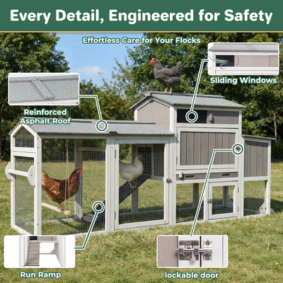 Small Chicken Coop with Run & Swing for 2–3 Chickens-Sloped Roof