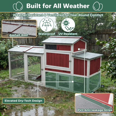 Small Chicken Coop with Run & Swing for 2–3 Chickens-Sloped Roof