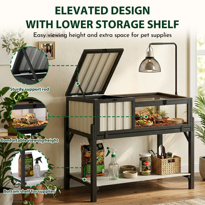 Tortoise Enclosure with Detachable Legs, Light Stand & Storage Shelf-TOR05
