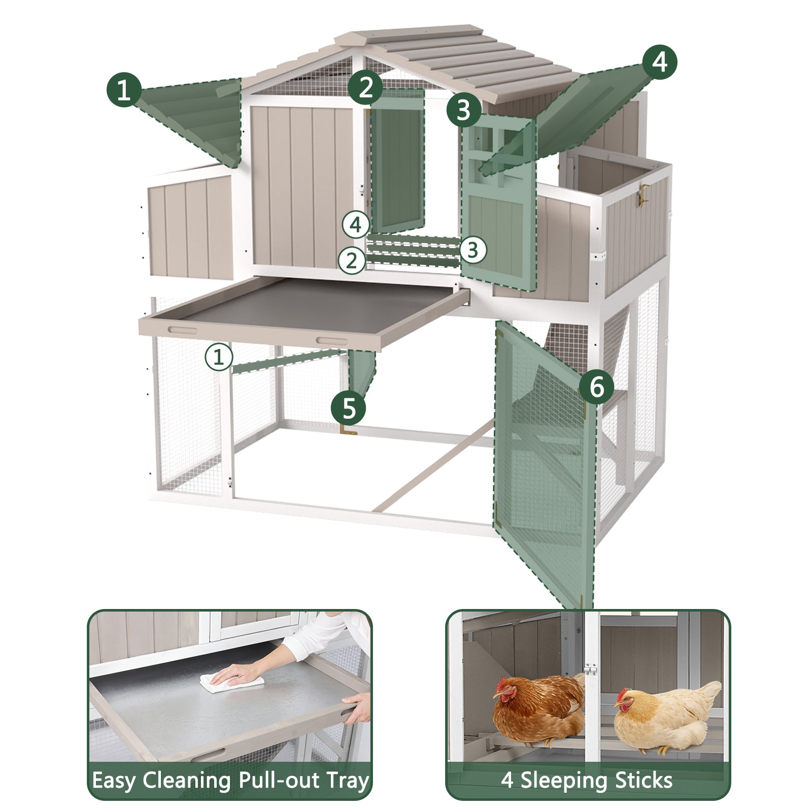 Medium Chicken Coop Predator-Proof for 2–4 Chickens Expandable to Large Coop - PET85