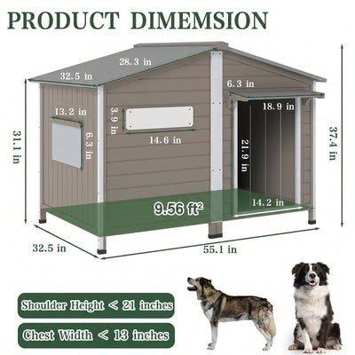 XL Dog House (55.1"L) - Chew-Proof Metal & Waterproof - PET57