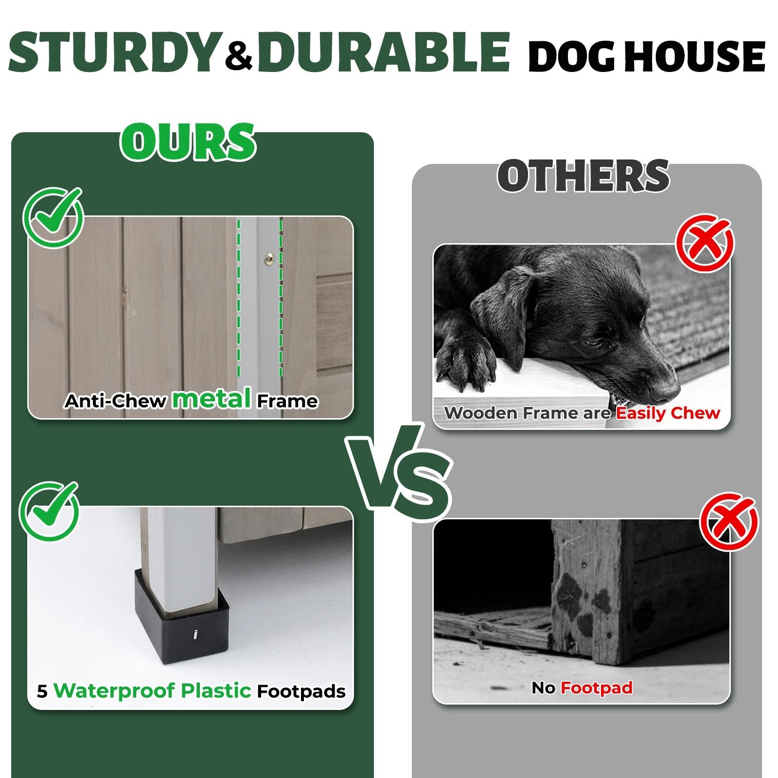 Small Dog House (33.8"L)Metal-Reinforced Chew-Proof Rainproof - PET63