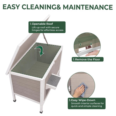 Insulated Wooden Cat House with Foam & Raised Base - PET75