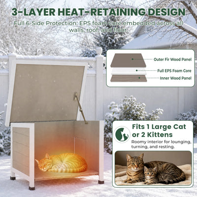 Weatherproof Wooden Cat House with Elevated Bottom- PET18