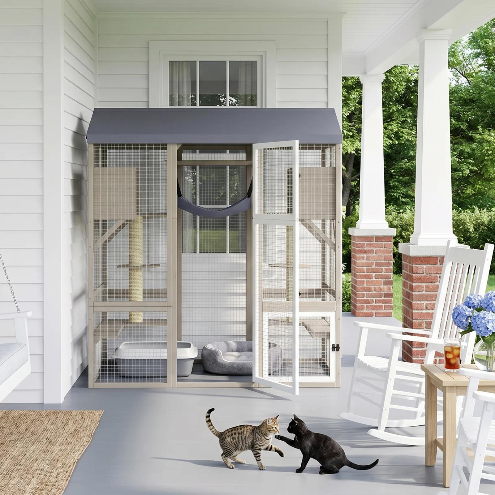 4-Story Large Catio Outdoor Enclosure with Waterproof Roof-PET90
