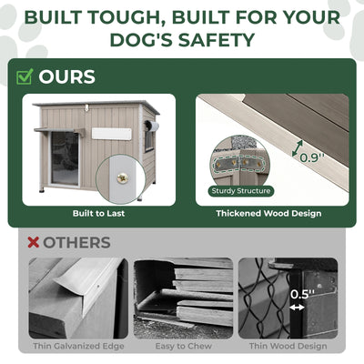 Large Dog House (43.3"L) - Metal Chew-Proof, 180lbs Capacity - PET48