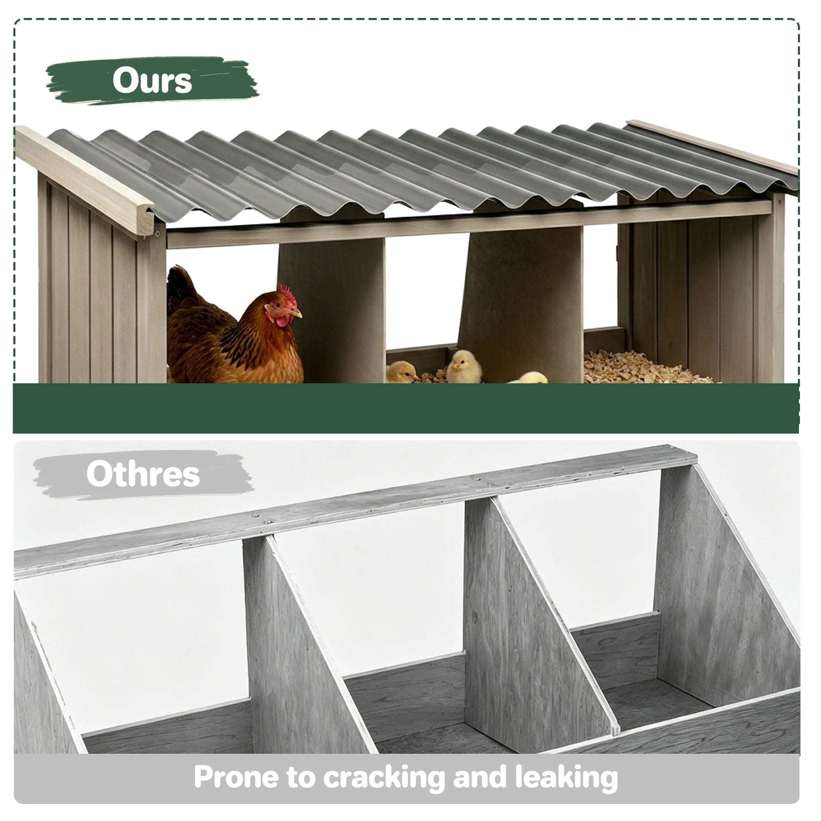 Triple Chicken Nesting Box with PVC Roof - PET56