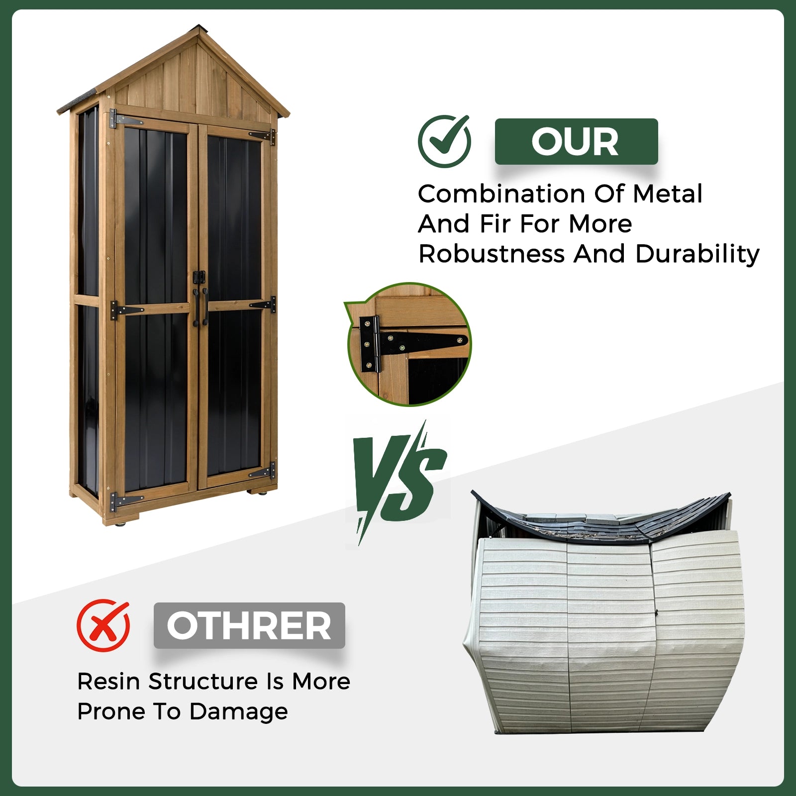 27.55″L Outdoor Storage Shed, Wooden Garden Tool Cabinet-GF34