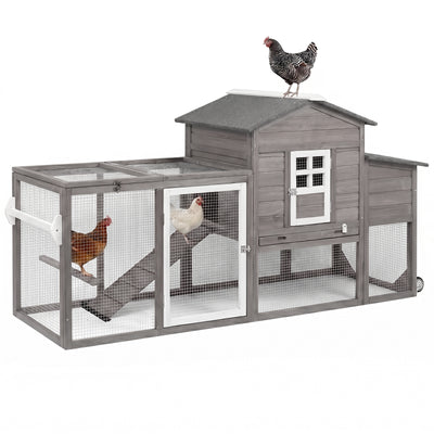 Medium Chicken Coop for 3-6 Chickens with Nesting Box, Tray and Wheels - PET21W