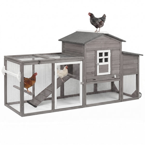 Medium Chicken Coop for 3-6 Chickens with Nesting Box, Tray and Wheels - PET21W