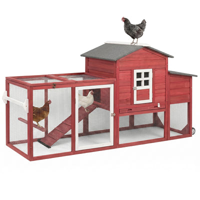 Medium Chicken Coop for 3-6 Chickens with Nesting Box, Tray and Wheels - PET21W